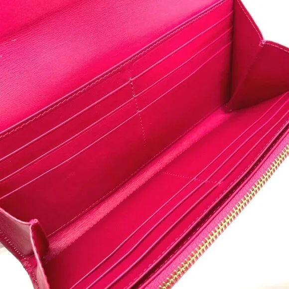 SAINT LAURENT PARIS 340839 logo Bifold Long Wallet patent Leather Pink - Picture 7 of 9